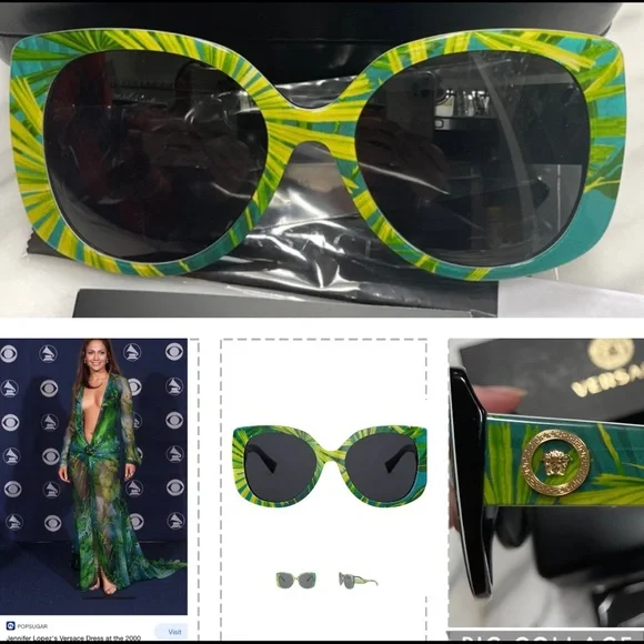 VERSACE SUNGLASSES WITH THE PALM LEAF THEME J LO MADE FAMOUS  display picture 2